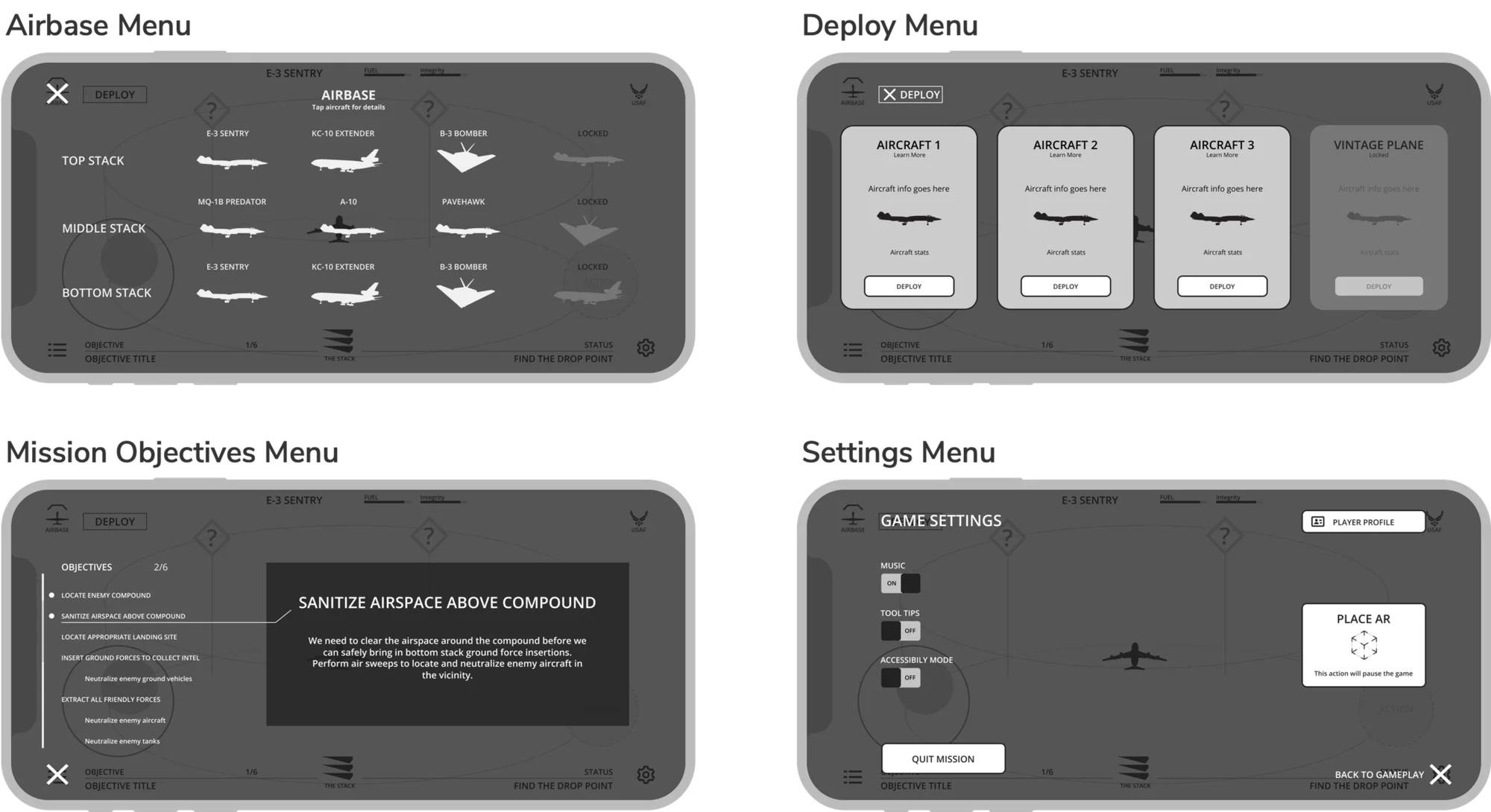 In-game menus